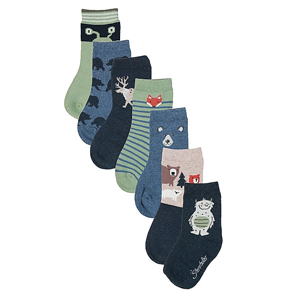 Sterntaler Socken WILDER WALD 7er-Pack blau meliert