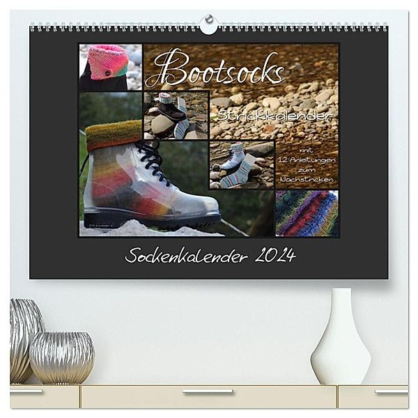 Sockenkalender Bootsocks 2024 (hochwertiger Premium Wandkalender 2024 DIN A2 quer), Kunstdruck in Hochglanz, myohrengarn.ch, Denise und Viola Borer