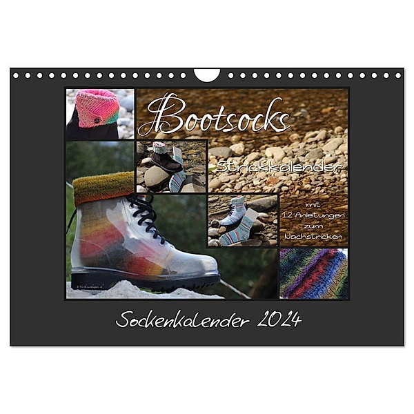 Sockenkalender Bootsocks 2024 (Wandkalender 2024 DIN A4 quer), CALVENDO Monatskalender, myohrengarn.ch, Denise und Viola Borer