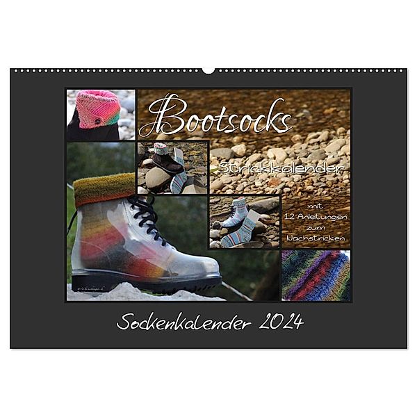 Sockenkalender Bootsocks 2024 (Wandkalender 2024 DIN A2 quer), CALVENDO Monatskalender, myohrengarn.ch, Denise und Viola Borer