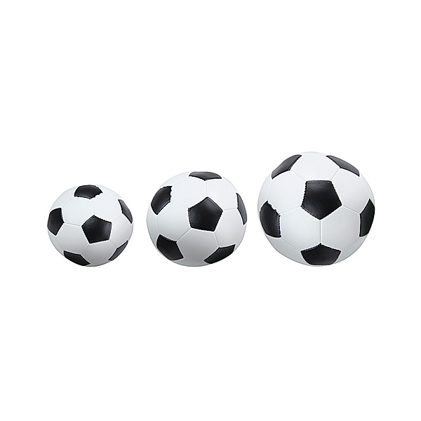 LENA® Softbälle FUßBALL (7,5/10/13cm) 3er-Set in schwarz/weiß