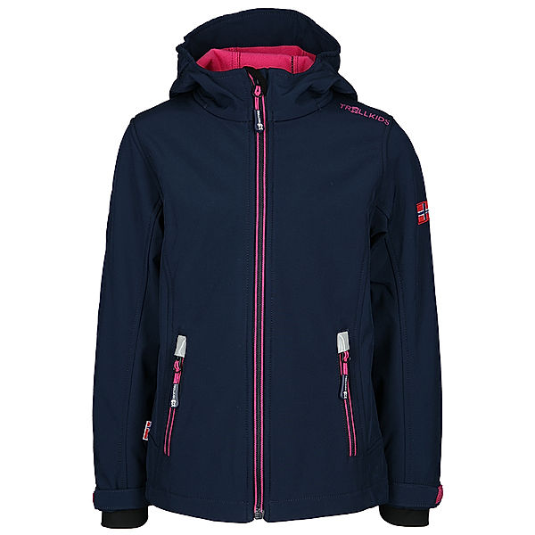 TROLLKIDS Softshell-Jacke GIRLS TROLLFJORD in navy/magenta