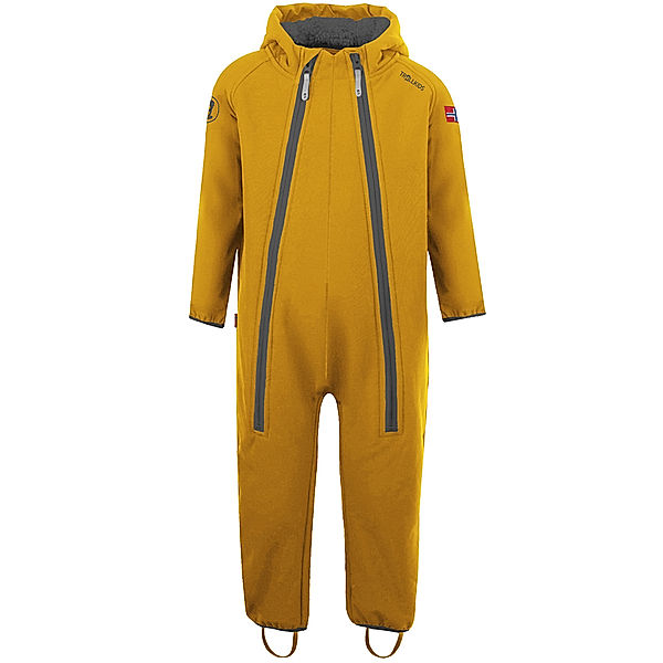 TROLLKIDS Softshell-Overall KIDS NORDKAPP in yellow/anthracite