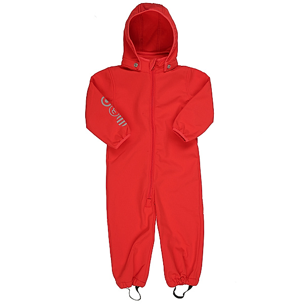 Minymo Softshell-Overall SOLID BASIC 18 mit abnehmbarer Kapuze in rot
