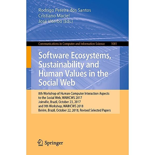 Software Ecosystems, Sustainability and Human Values in the Social Web / Communications in Computer and Information Science Bd.1081