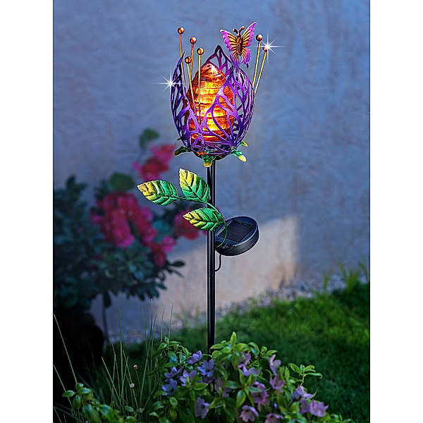 Solar-Gartenstecker Blüte (Farbe: lila)