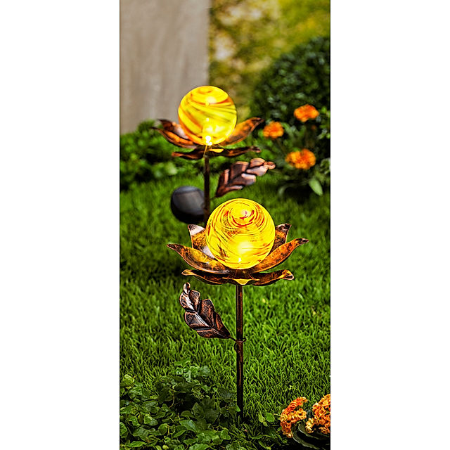 Solar-Gartenstecker Blume 2er-Set