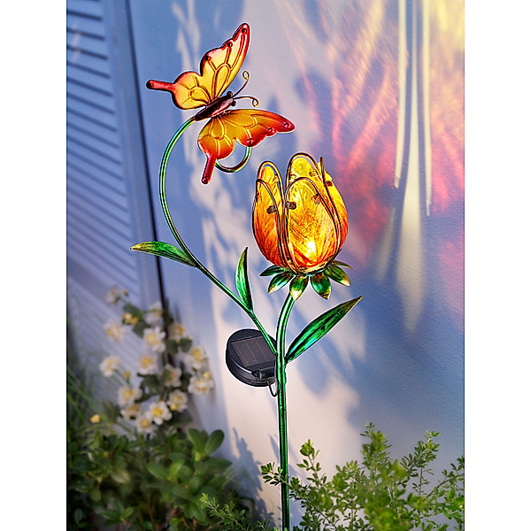 Solar-Gartenstecker Blume orange