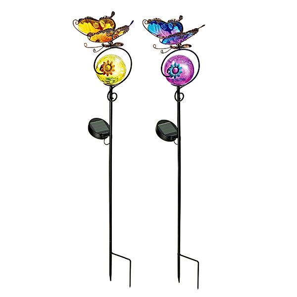 Solar-Gartenstecker Butterfly, 2er-Set