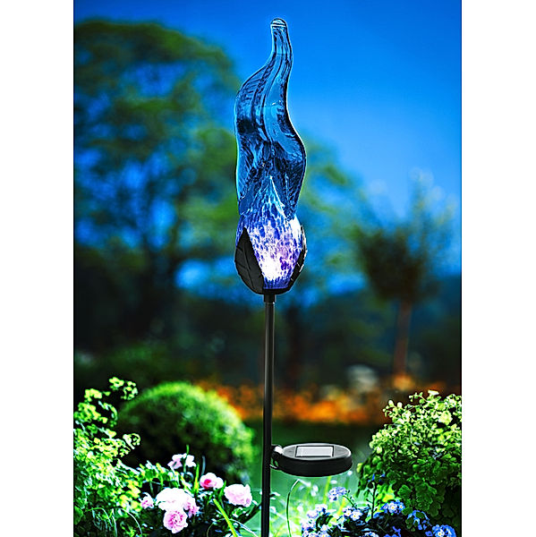 Solar-Gartenstecker Flame, blau