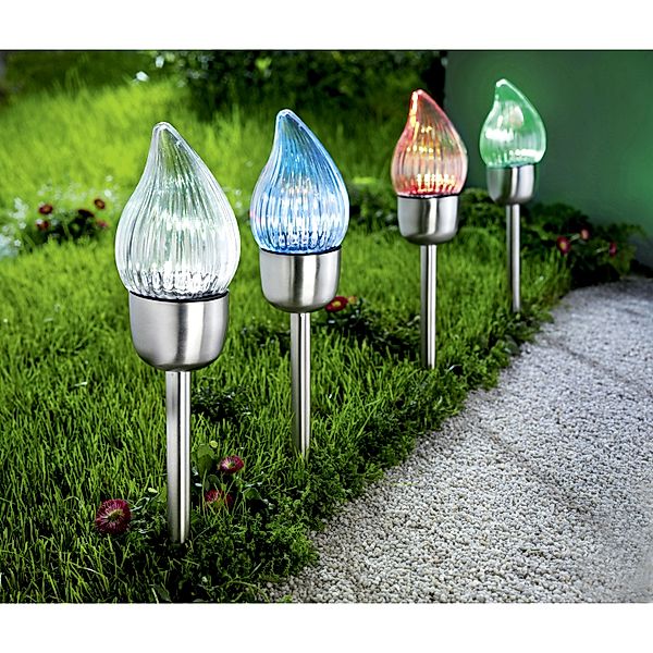 Solar-Gartenstecker Flamme, 2er-Set