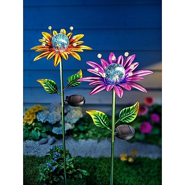 Solar-Gartenstecker Flower Emotion, 2er-Set
