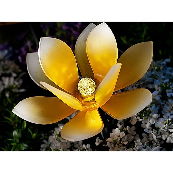 Solar-Gartenstecker „Lotus“, 3er-Set (Farbe: Gelb)