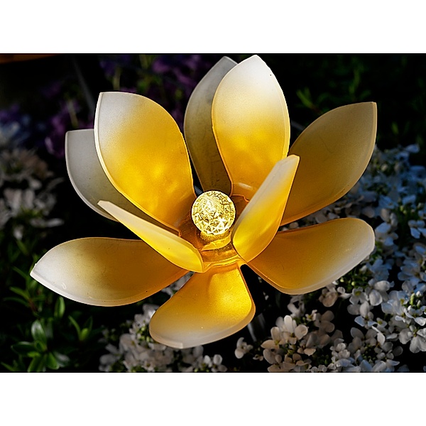 Solar-Gartenstecker „Lotus“ Gelb, 3er-Set