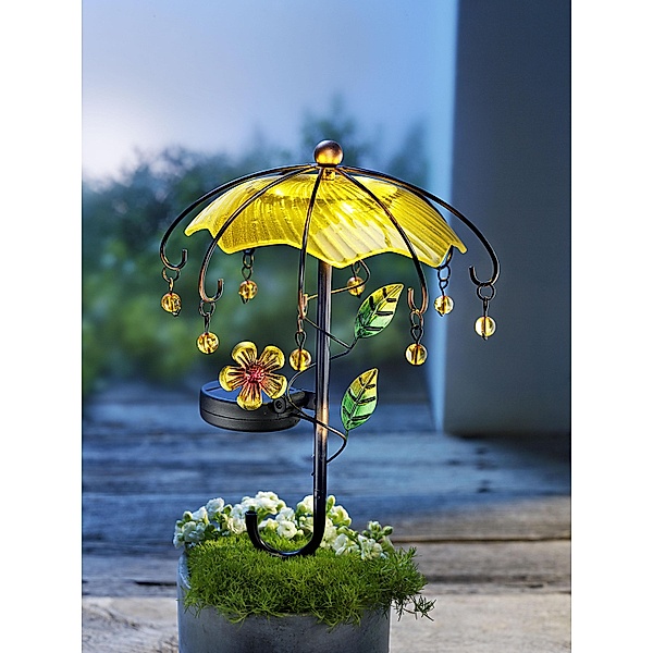 Solar-Gartenstecker Schirm (Farbe: gelb)