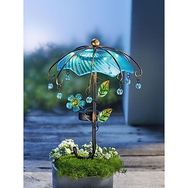 Solar-Gartenstecker Schirm (Farbe: türkis)