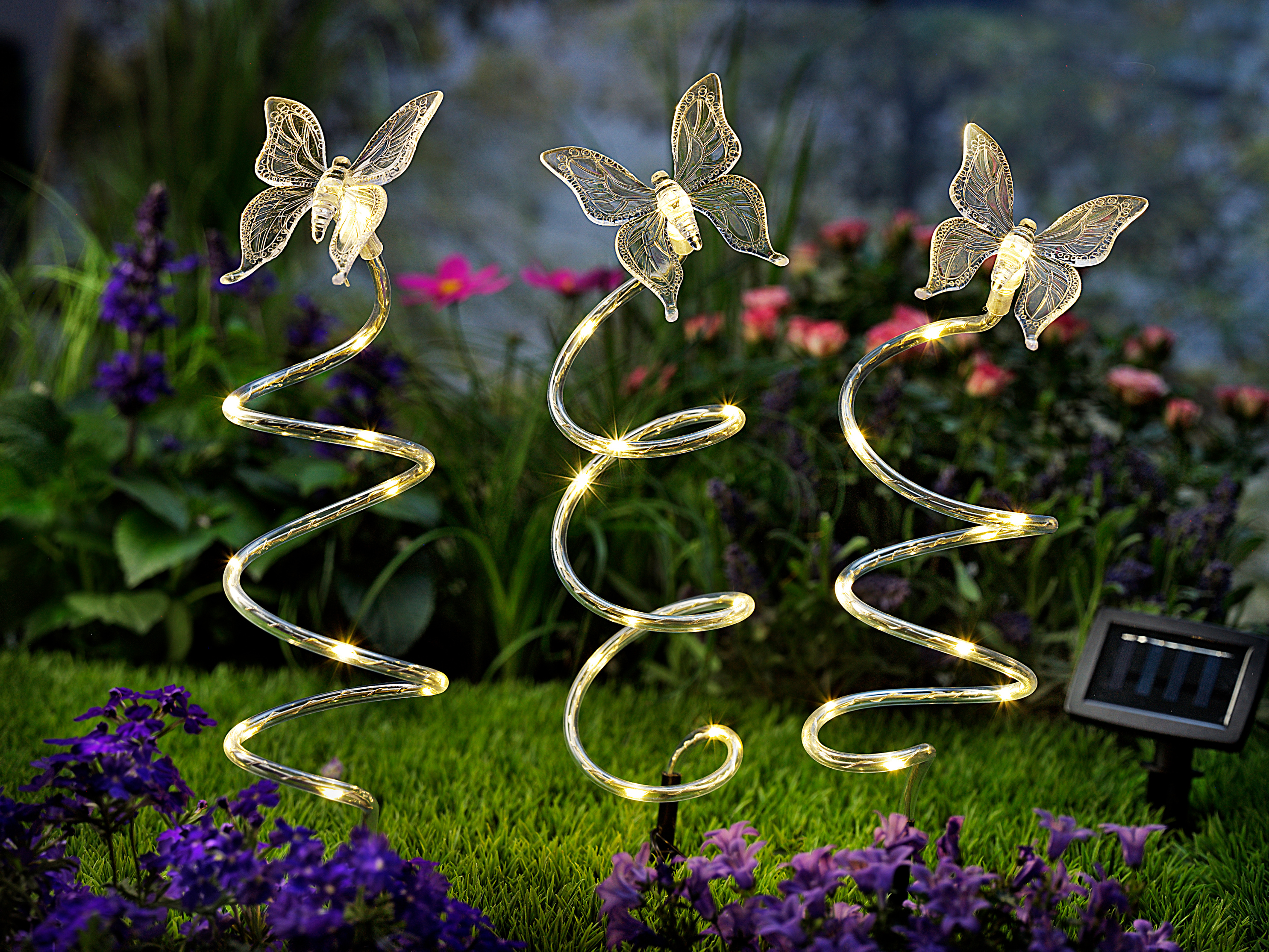 Solar-Gartenstecker Schmetterling, 3er-Set