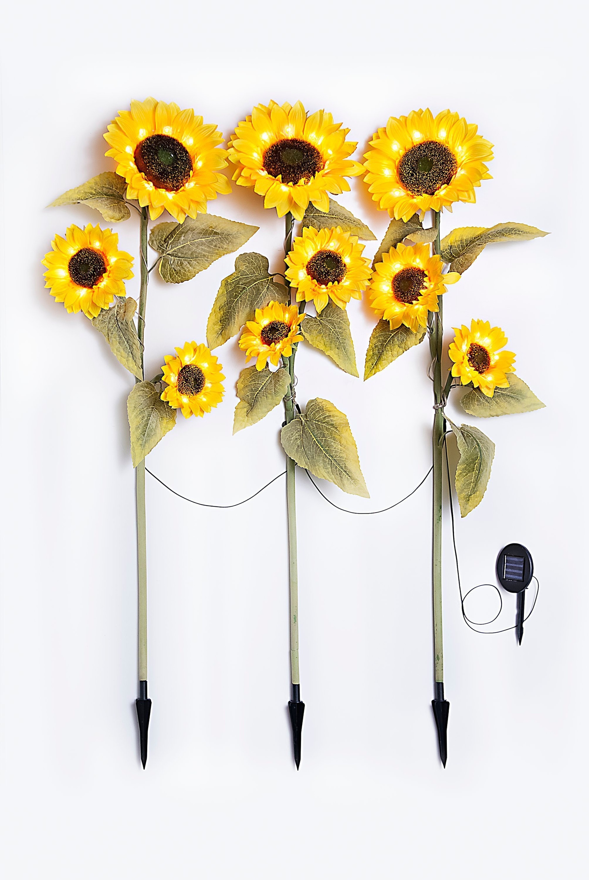 Solar-Gartenstecker Sonnenblume, 3er-Set