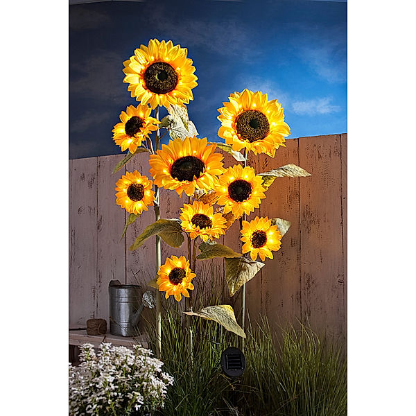 Solar-Gartenstecker Sonnenblume, 3er-Set