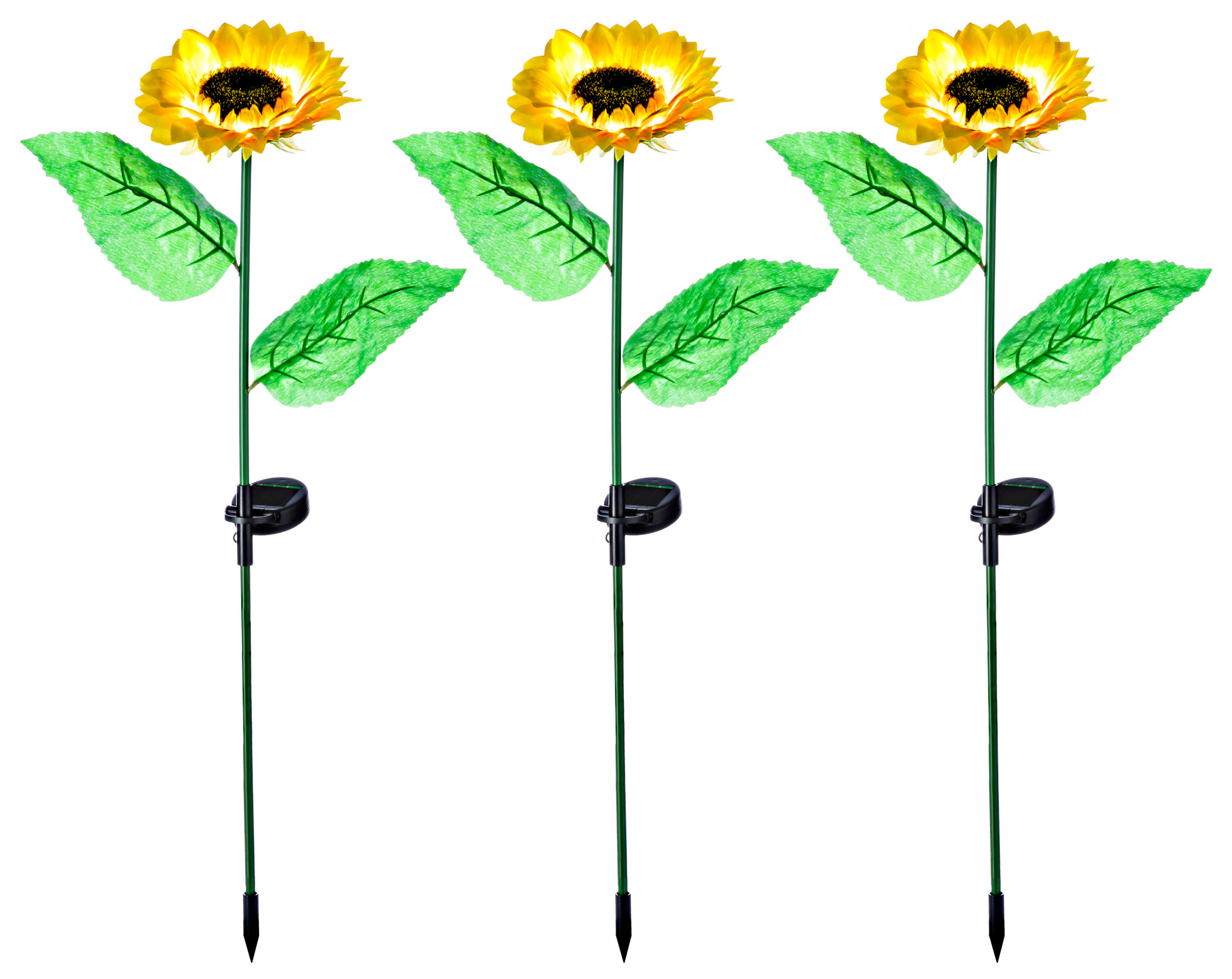 Solar-Gartenstecker Sonnenblume 3er-Set