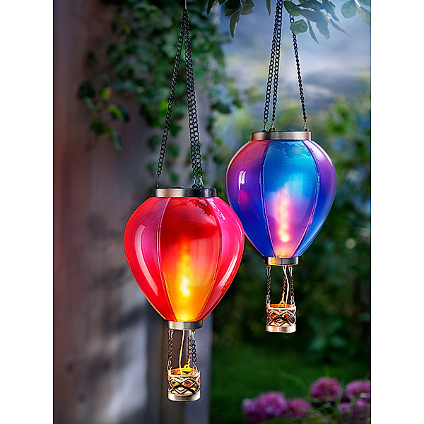 Solar-Hängedeko Heißluftballon (Farbe: rot)