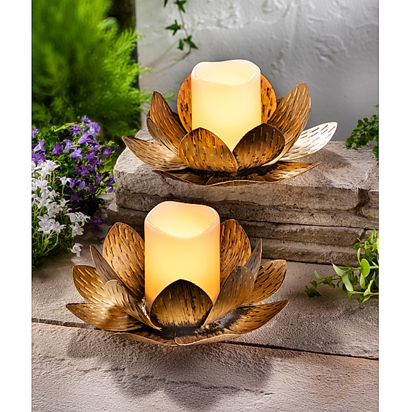 Solar-Kerzen Lotusblume 2er-Set