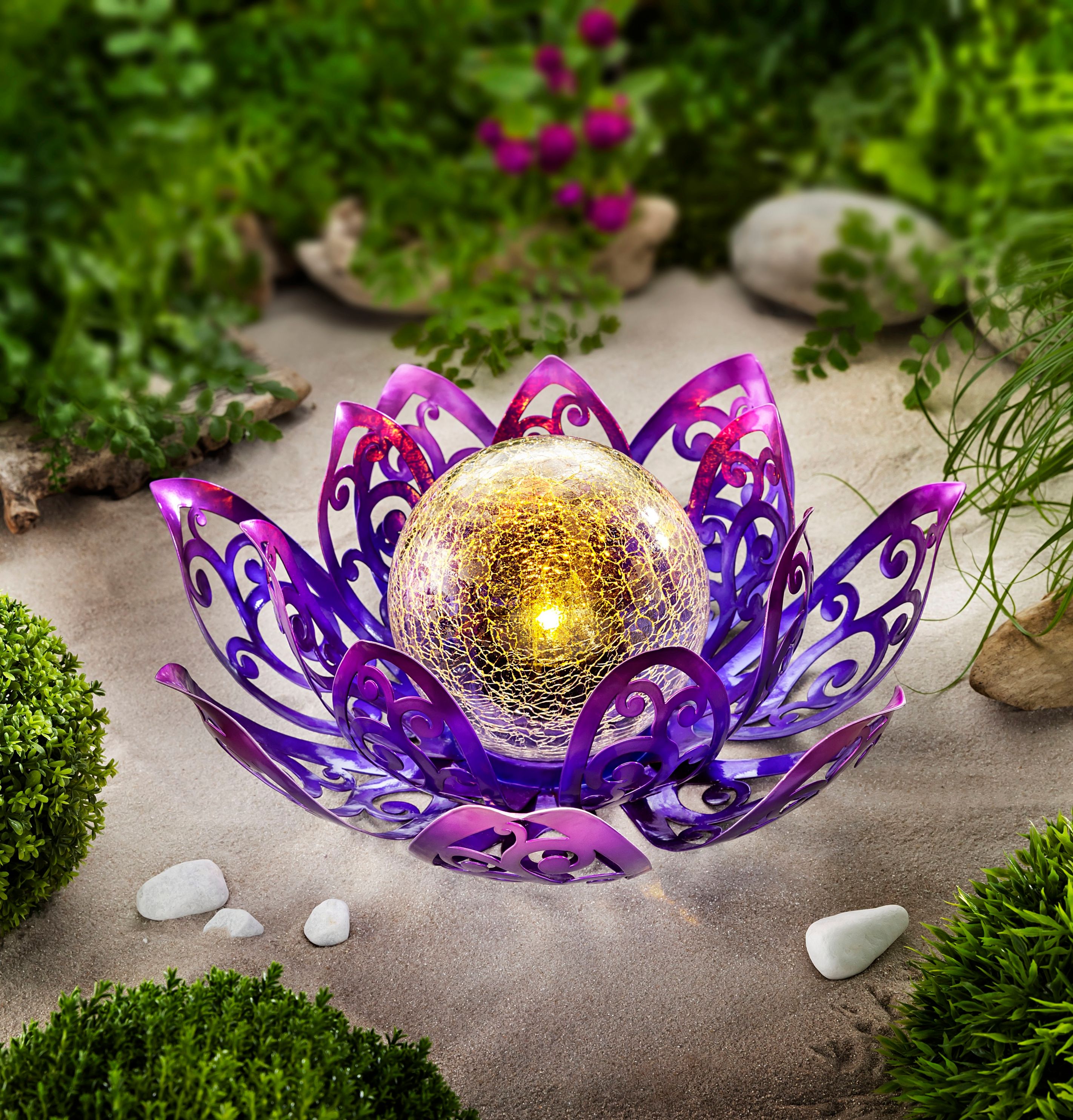 Solar-Leuchte Lotus Farbe: lila jetzt bei Weltbild.ch bestellen
