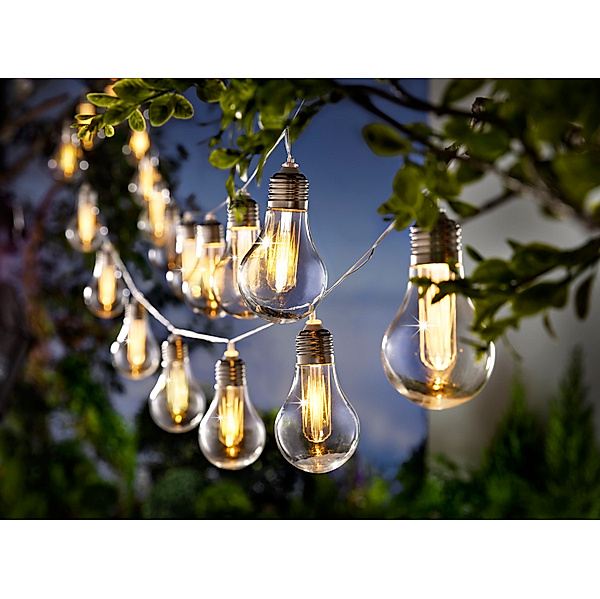 Solar-Lichterkette Bulbs Classic warmweiß, 20-er, 380 cm