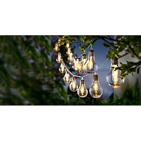 Solar-Lichterkette Bulbs Classic, warmweiss, 20er, 380 cm