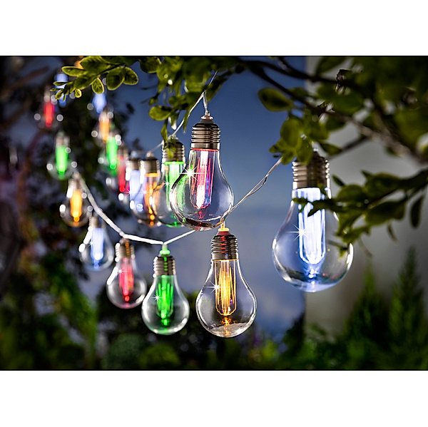 Solar-Lichterkette Bulbs Colori 20-er, bunt, 380 cm