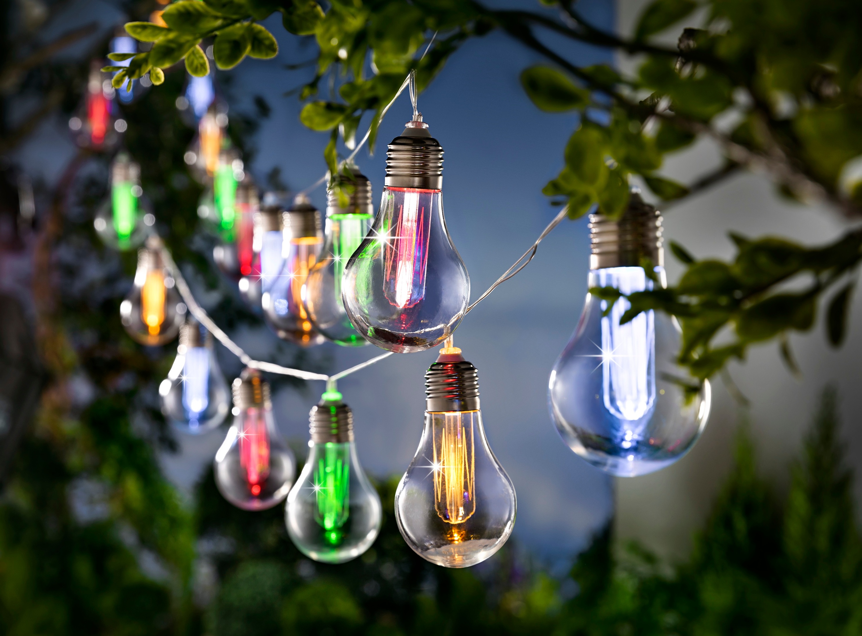 Solar-Lichterkette Bulbs Colori, 20er, bunt, 380 cm