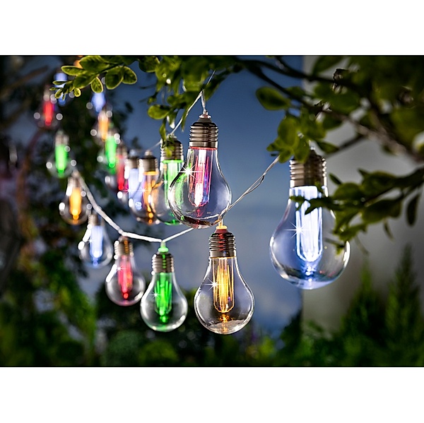 Solar-Lichterkette Bulbs Colori, 20er, bunt,  380 cm