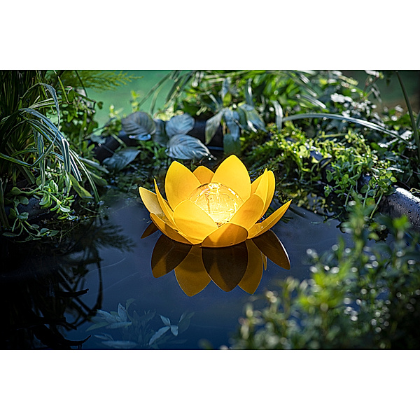 Solar-Schwimmdeko Lotus (Farbe: gelb)