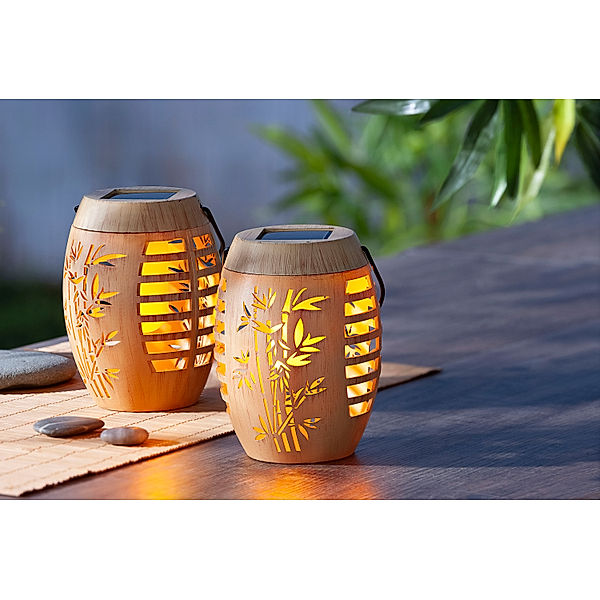 Solar-Tischleuchte Bamboo Garden 2er-Set