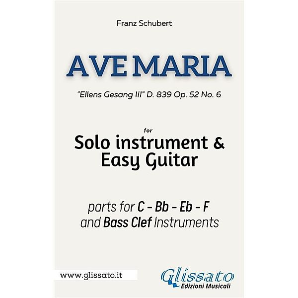 Solo instrument & Easy Guitar Ave Maria by Schubert, Franz Schubert