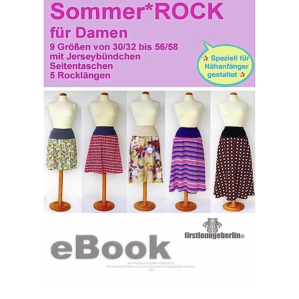 Sommer.ROCK Damenrock mit Seitentaschen in 5 Längen - Schnittmuster mit Nähanleitung von firstloungeberlin, Ina Schille
