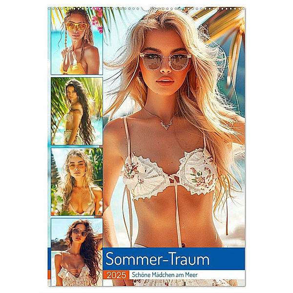 Sommer-Traum. Schöne Mädchen am Meer (Wandkalender 2025 DIN A2 hoch), CALVENDO Monatskalender, Calvendo, Rose Hurley