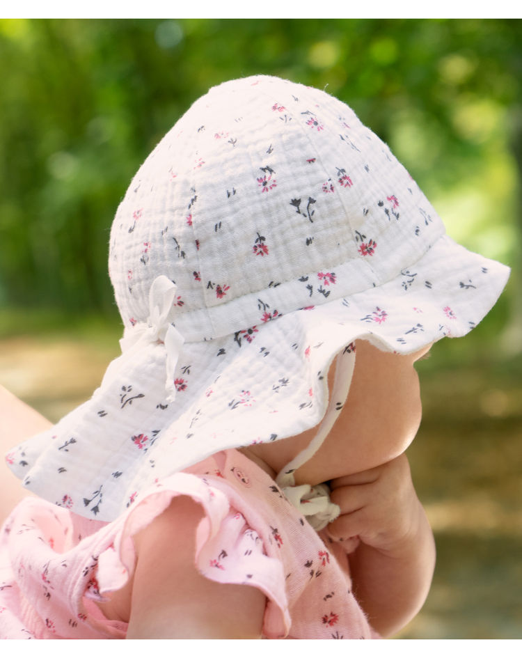 Sommerhut KLEINE BLUMEN mit Nackenschutz in ecru | Weltbild.de