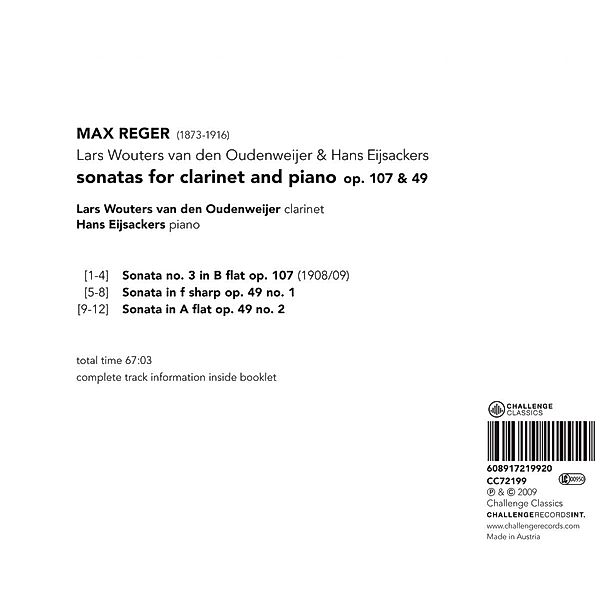 Sonatas For Clarinet & Piano, M. Reger