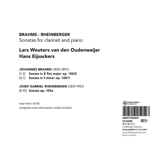 Sonatas For Clarinet & Piano, Lars Wouters Van Den Oudenweijer