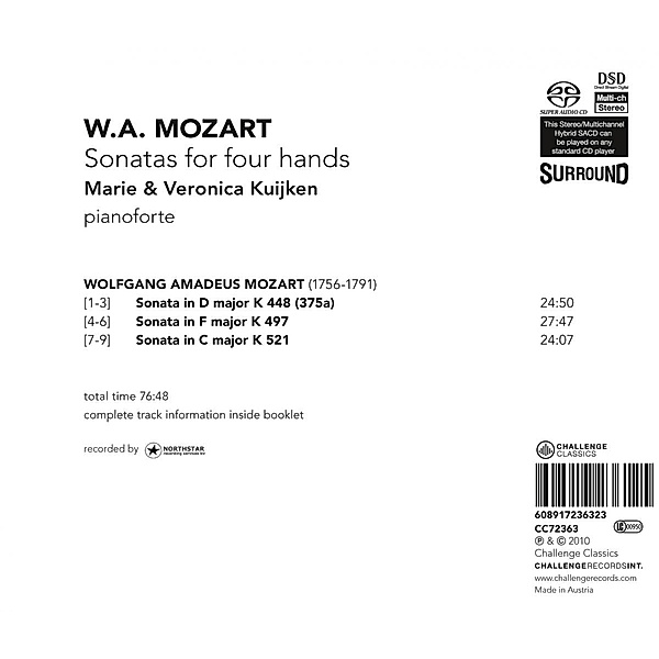 Sonatas For Four Hands, Wolfgang Amadeus Mozart