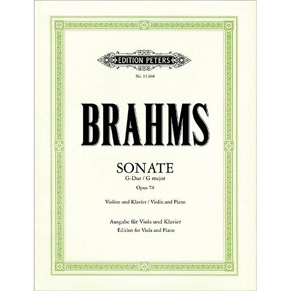 Sonate für Violine u. Klavier G-Dur op.78, Fassung f. Viola u. Klavier, Klavierpartitur u. 2 Einzelstimmen, Johannes Brahms