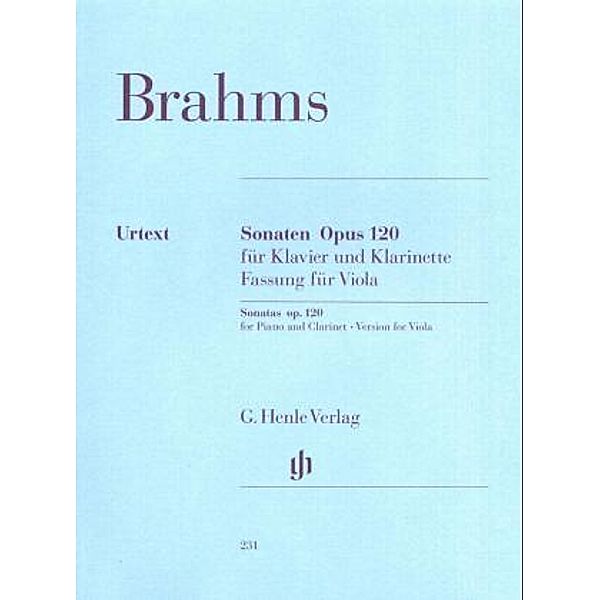 Sonaten für Klavier und Klarinette (oder Viola) op.120, 1 und 2 (Fassung für Viola), Partitur, Johannes Brahms