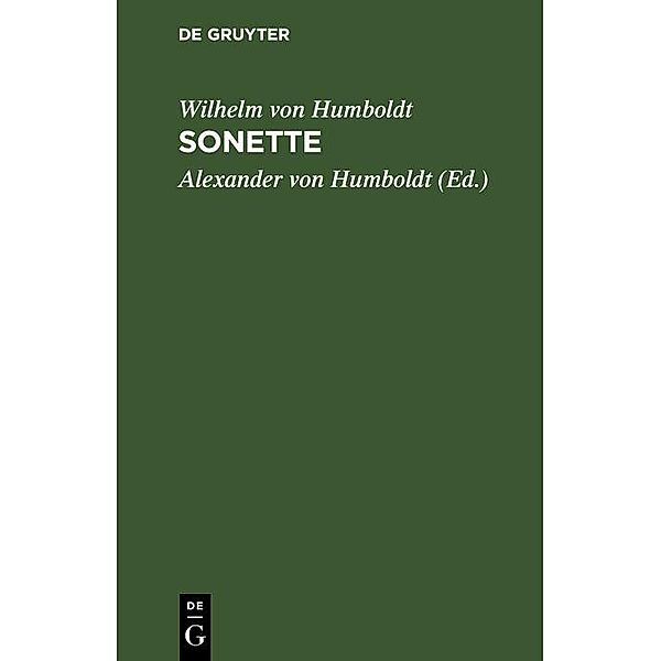 Sonette, Wilhelm von Humboldt