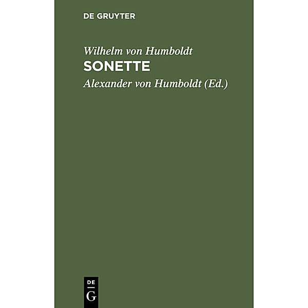 Sonette, Wilhelm von Humboldt