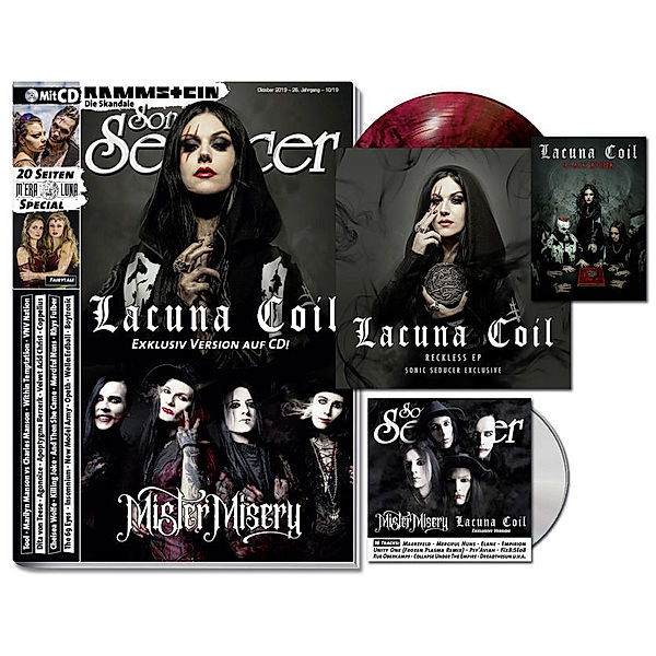 Sonic Seducer / 2019/10 / Titelstories Lacuna Coil & Mister Misery, m. 7 Vinyl (rot-schwarz marmoriert) und Cold Hands Seduction-CD Nr.212 (Lim. Edition)