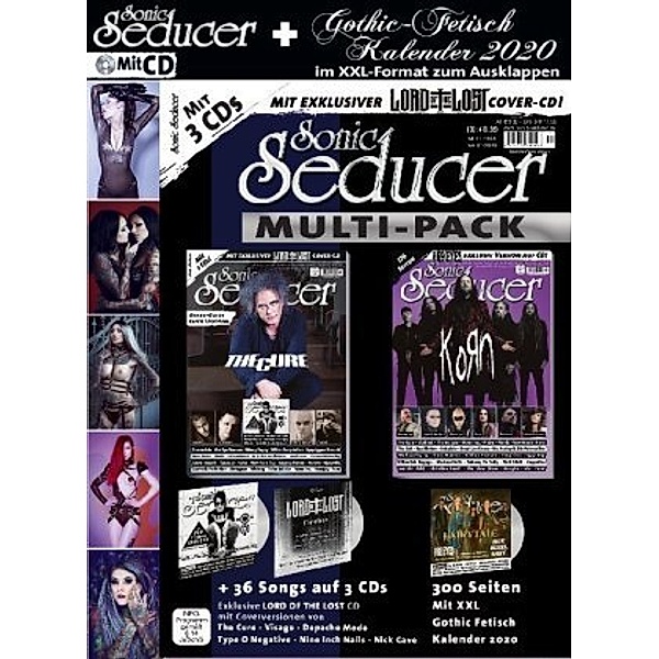 Sonic Seducer: 2020/01 Sonic Seducer Multipack 01-20 mit 05/2019 u. 09/2019 + Lord of the Lost EP Timeless + Gothic Fetisch Kalender 2020