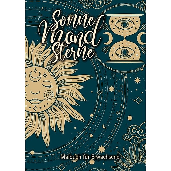 Sonne Mond Sterne Malbuch für Erwachsene, Monsoon Publishing, Musterstück Grafik