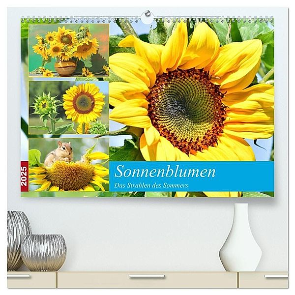 Sonnenblumen. Das Strahlen des Sommers (hochwertiger Premium Wandkalender 2025 DIN A2 quer), Kunstdruck in Hochglanz, Calvendo, Rose Hurley