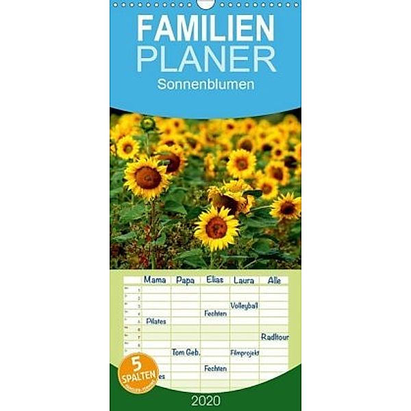 Sonnenblumen - Familienplaner hoch (Wandkalender 2020 , 21 cm x 45 cm, hoch), Dorothea Schulz